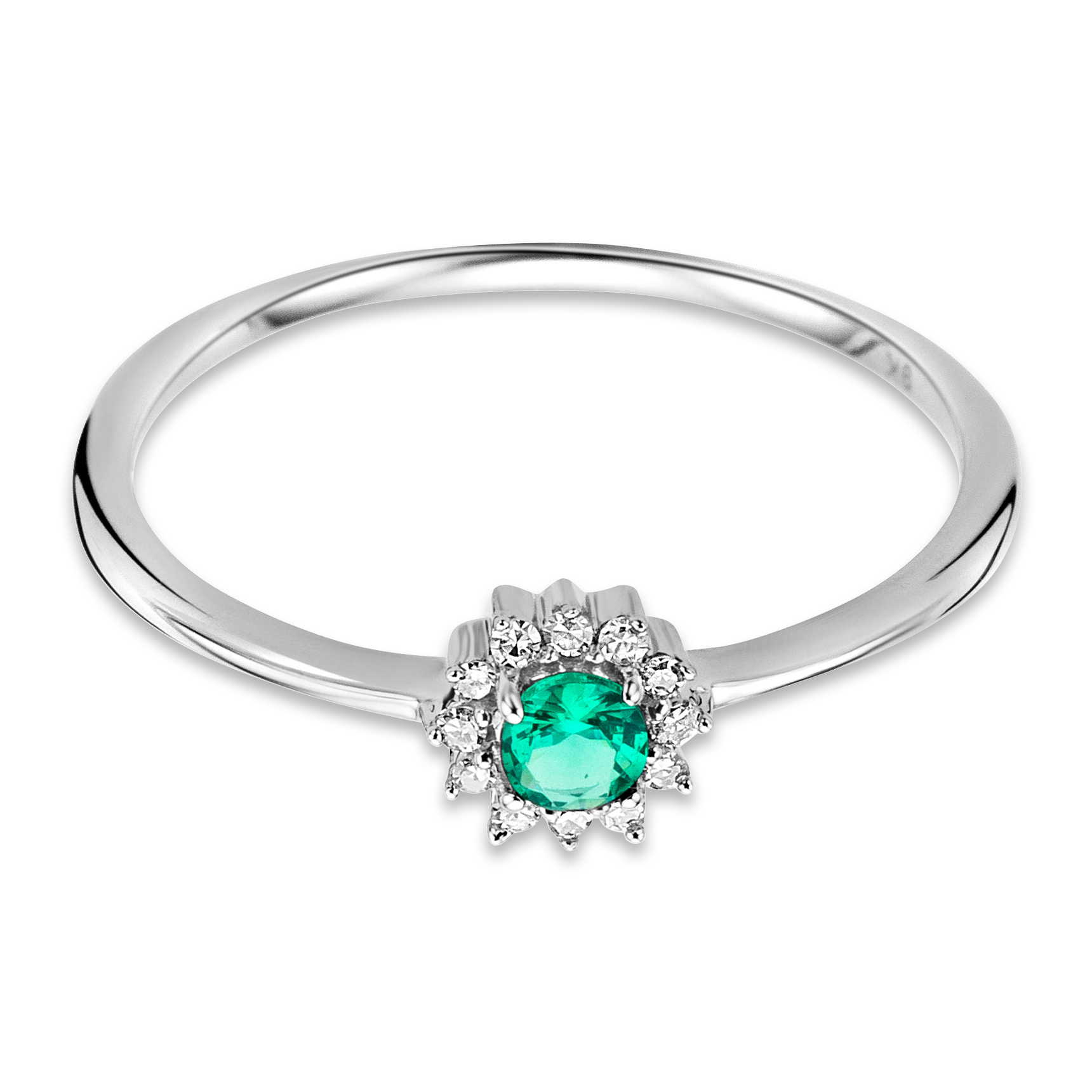 Miore Ring anello oro bianco 9kt smeraldo creato
