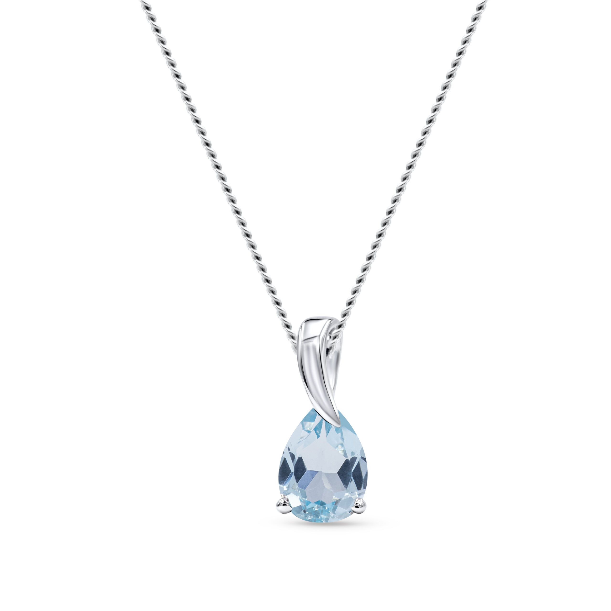 Miore Collana Oro Bianco 9Kt Topazio Blu