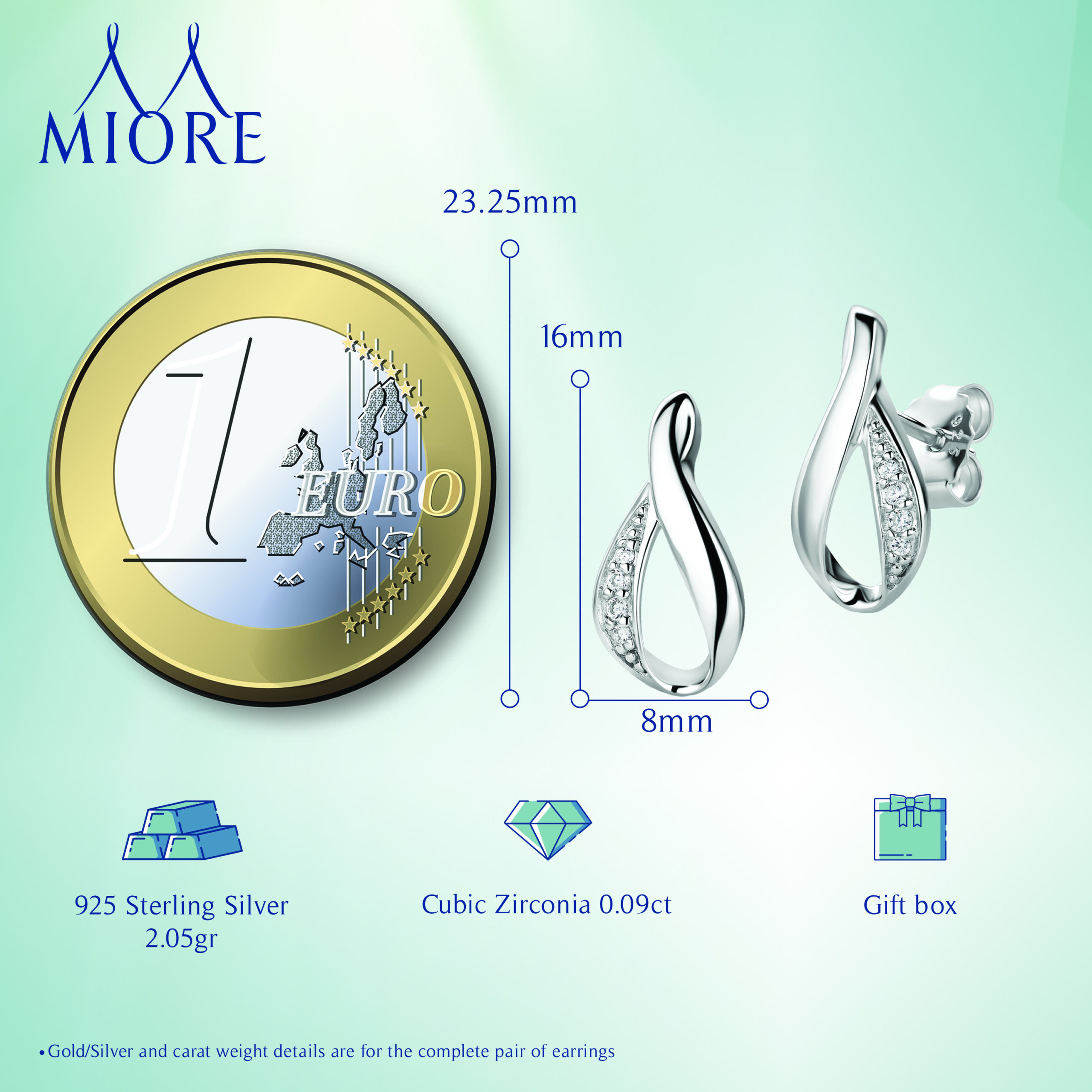 Miore Earrings orecchini argento 925 zirconia