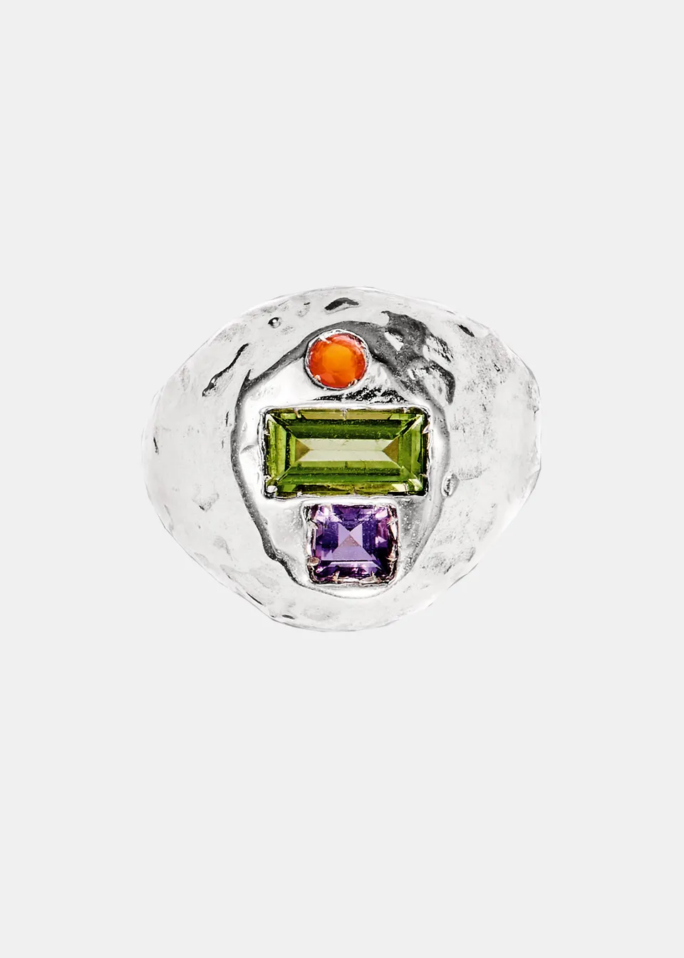 Voodoo Jewels Bold Shapes Coban anello argento ametista peridoto