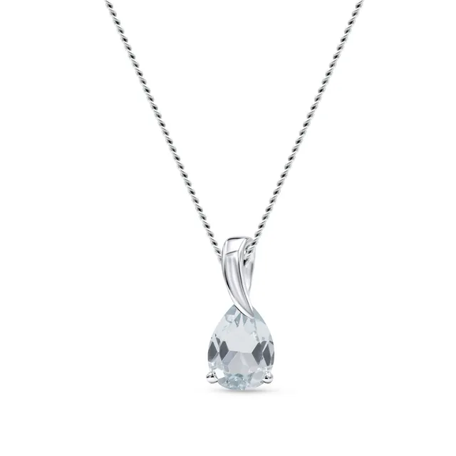 Miore Necklace Collana Oro Bianco 9Kt Acquamarina
