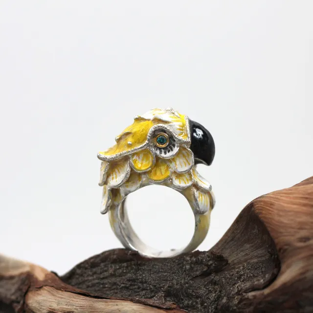 Anna Gioielli Jolly Jewels anello argento pappagallo smalto giallo