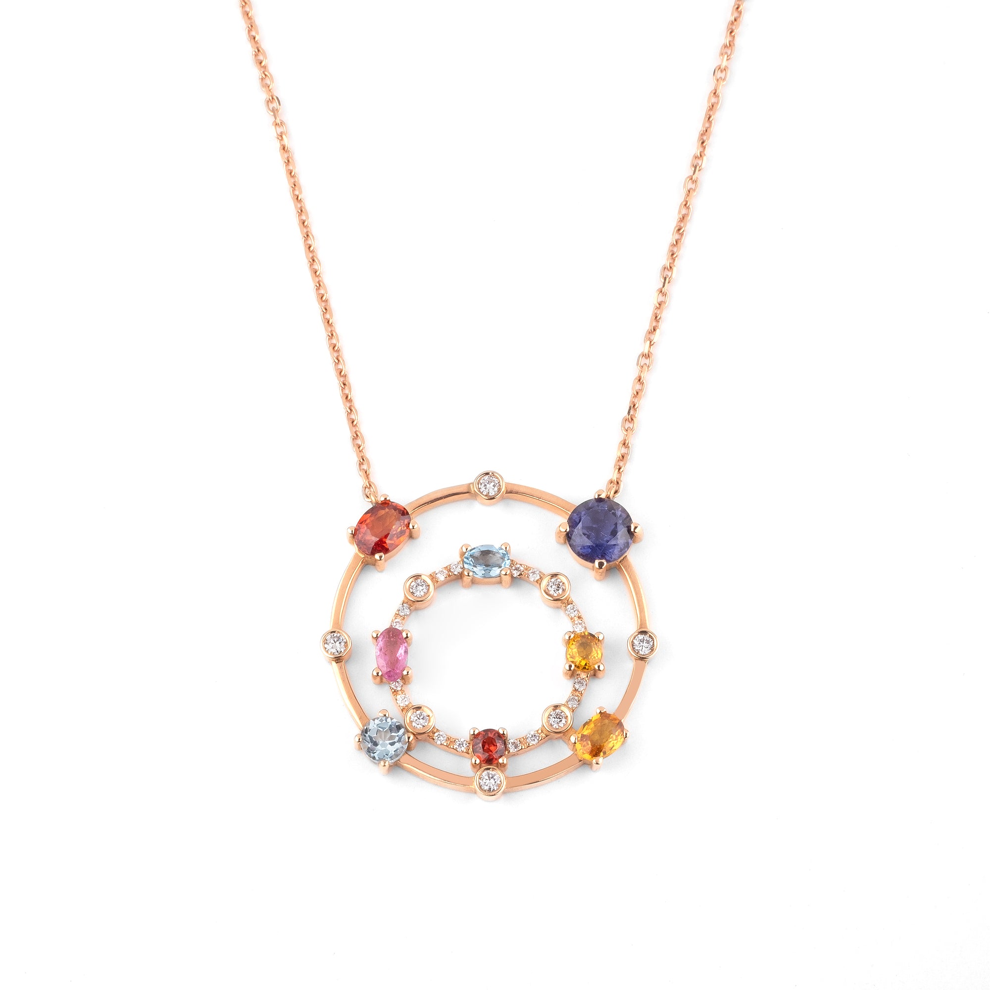 Noi Gioielli Incanto collana oro rosa 18kt diamanti multicolore