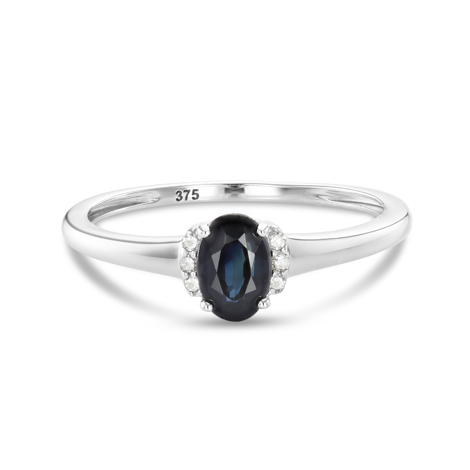 Miore Ring Anello Oro Bianco 9KT con Zaffiro Naturale
