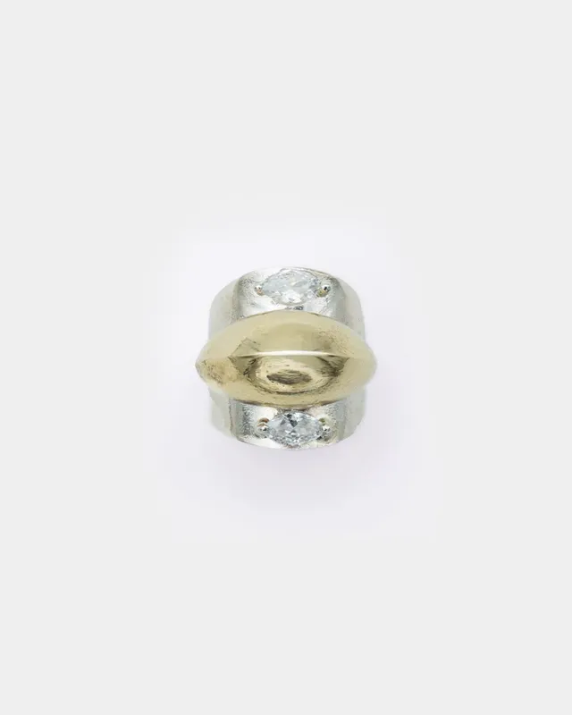 Voodoo Jewels Bold Shapes Callisto anello argento brone zirconi taglia M