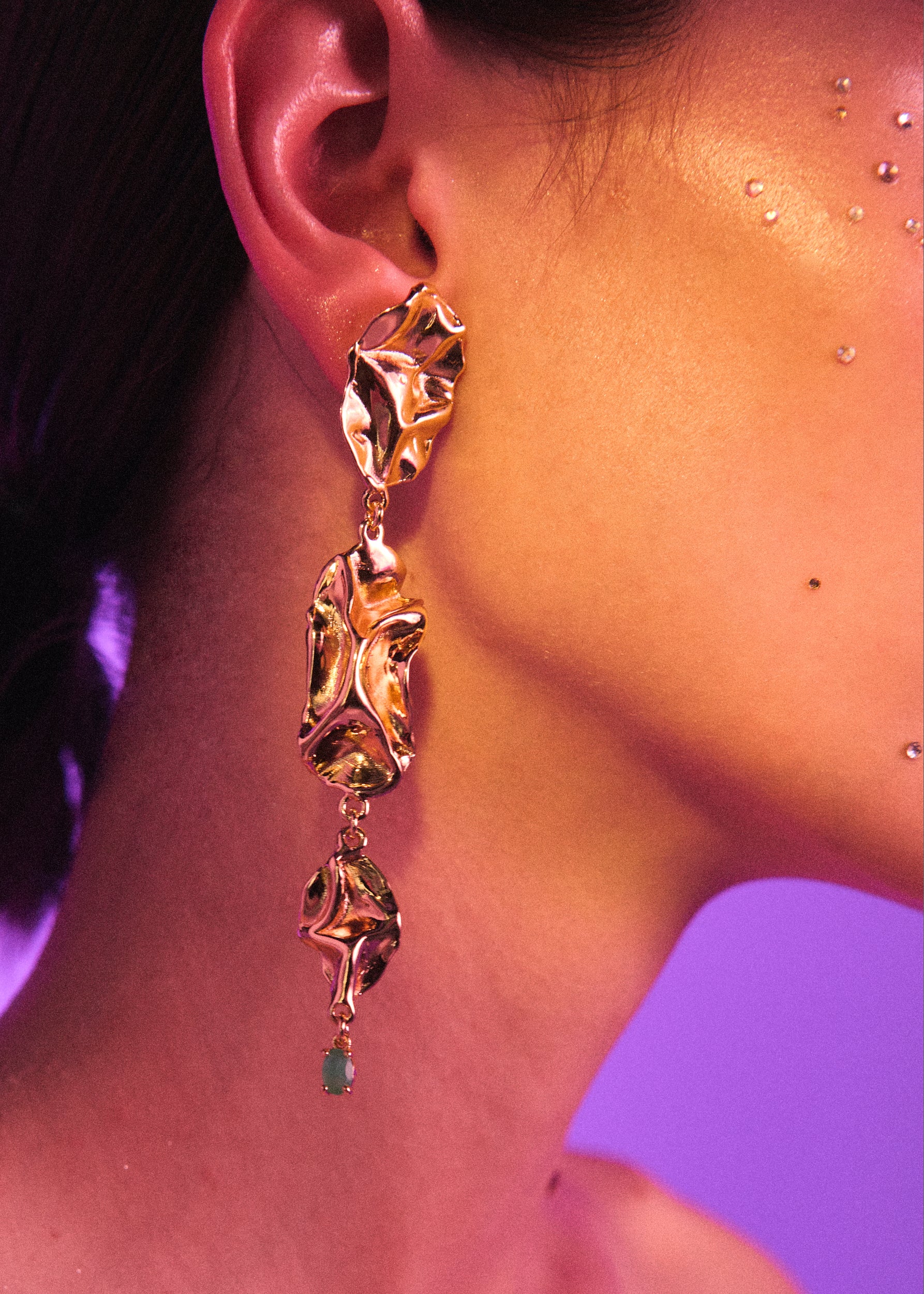 Voodoo Jewels Bold Shapes Acapulco Orecchini bronzo dorato pietre
