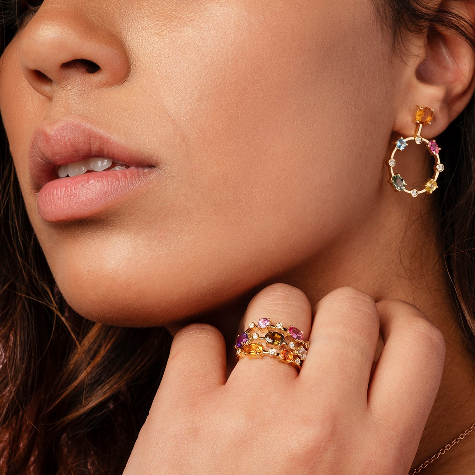 Noi Gioielli Incanto anello oro rosa 18kt pietre colorate