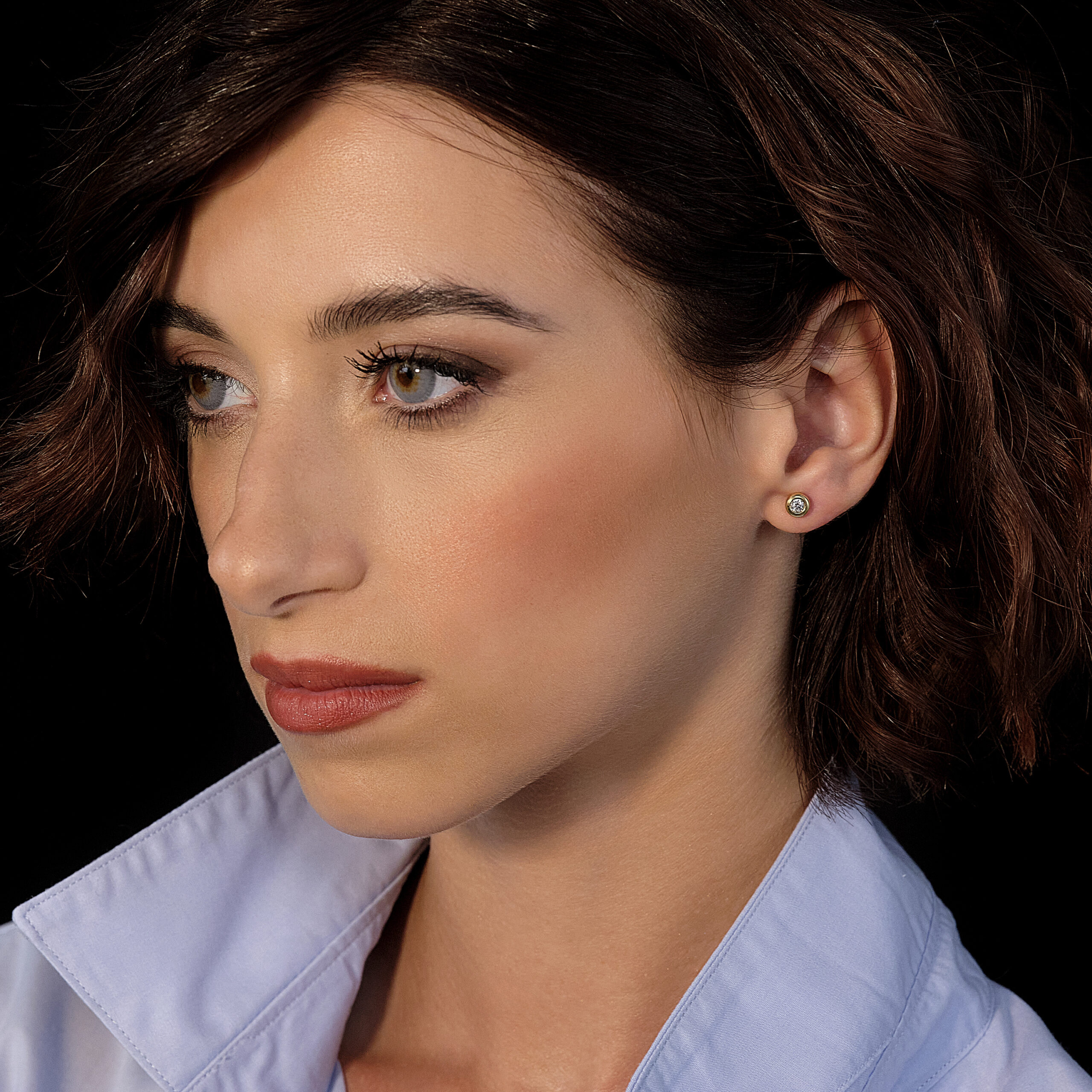 Miore Orecchini Oro Giallo 9 Kt Zirconi Donna
