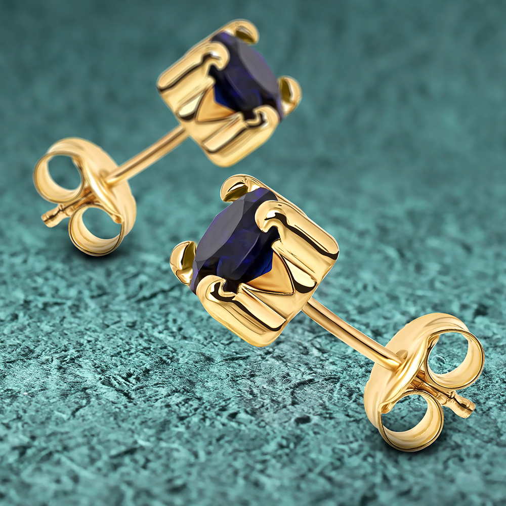 Miore Earrings Orecchini Oro Giallo 9Kt Zaffiro Creato