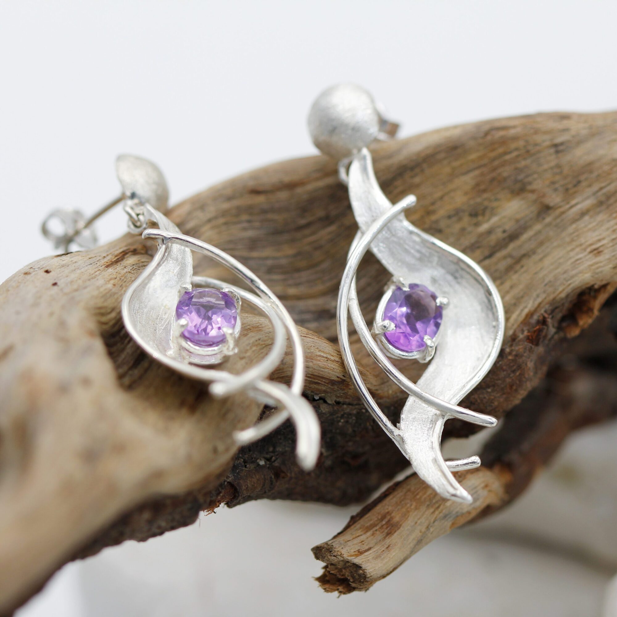 Anna Gioielli Orecchini Pendenti Argento Ametiste Viola 45 mm