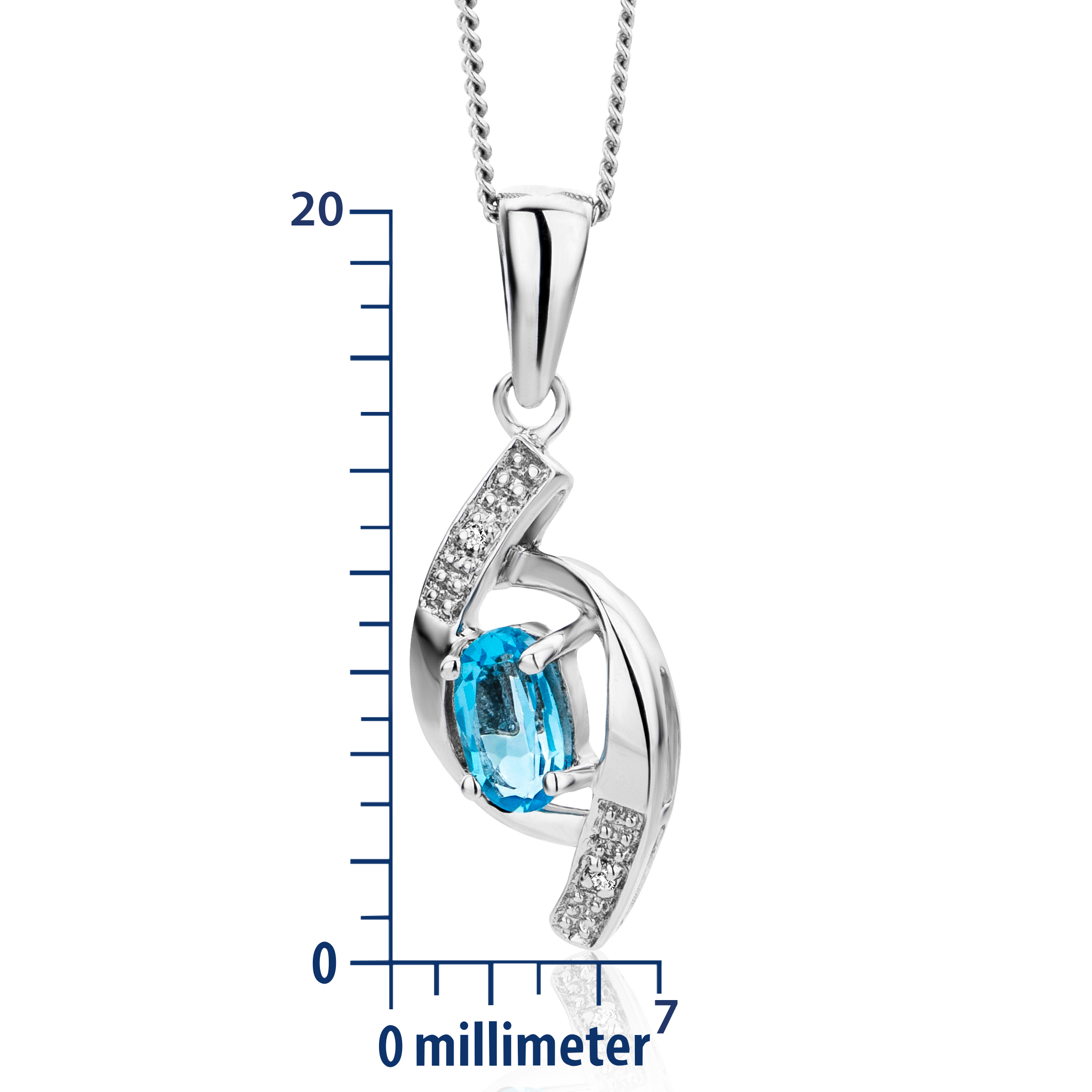 Miore Necklace Collana Oro Bianco 9Kt Topazio Blu