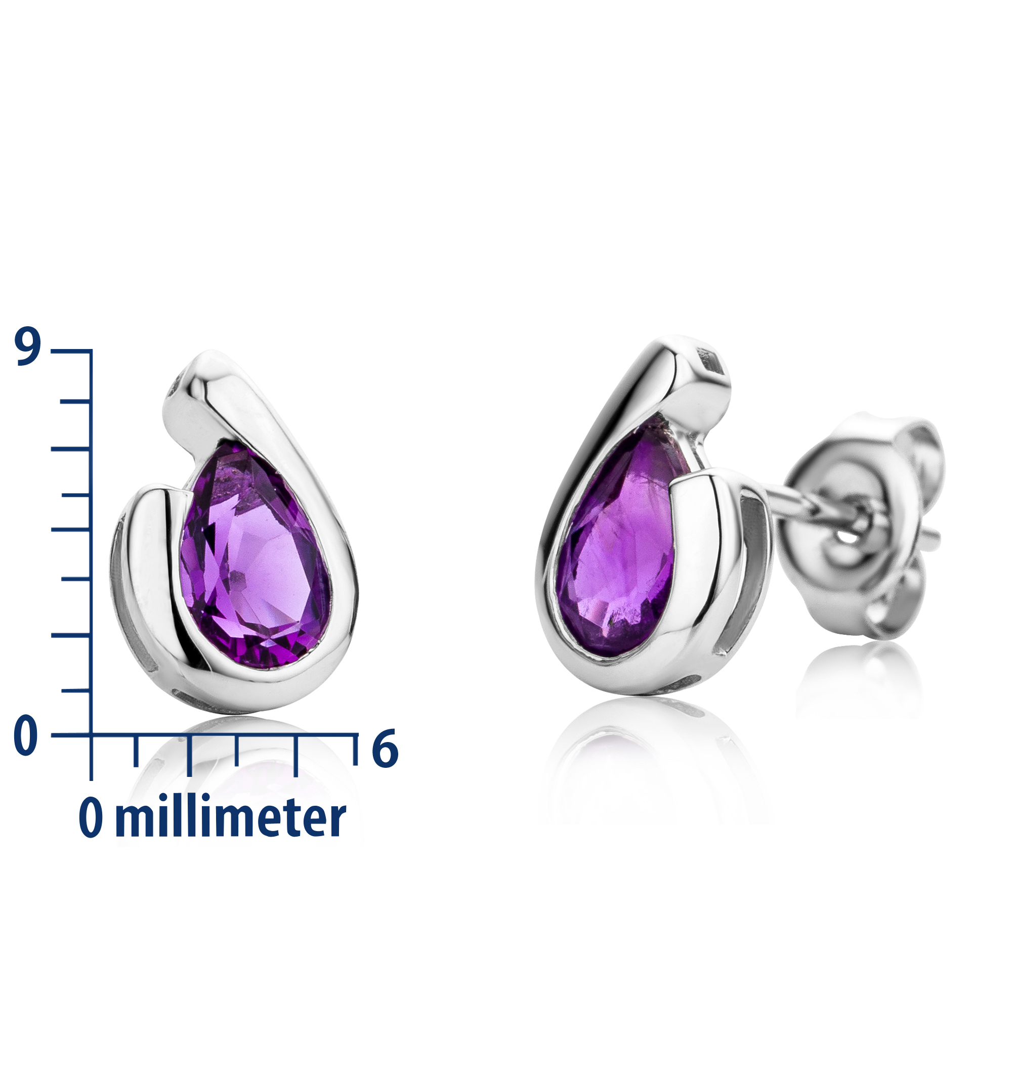 Miore Orecchini Oro Bianco 9Kt Ametista