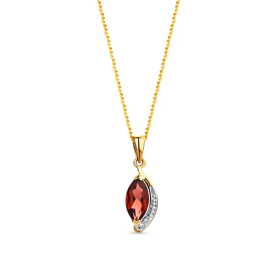 Miore Necklace collana oro giallo 375 granato rosso