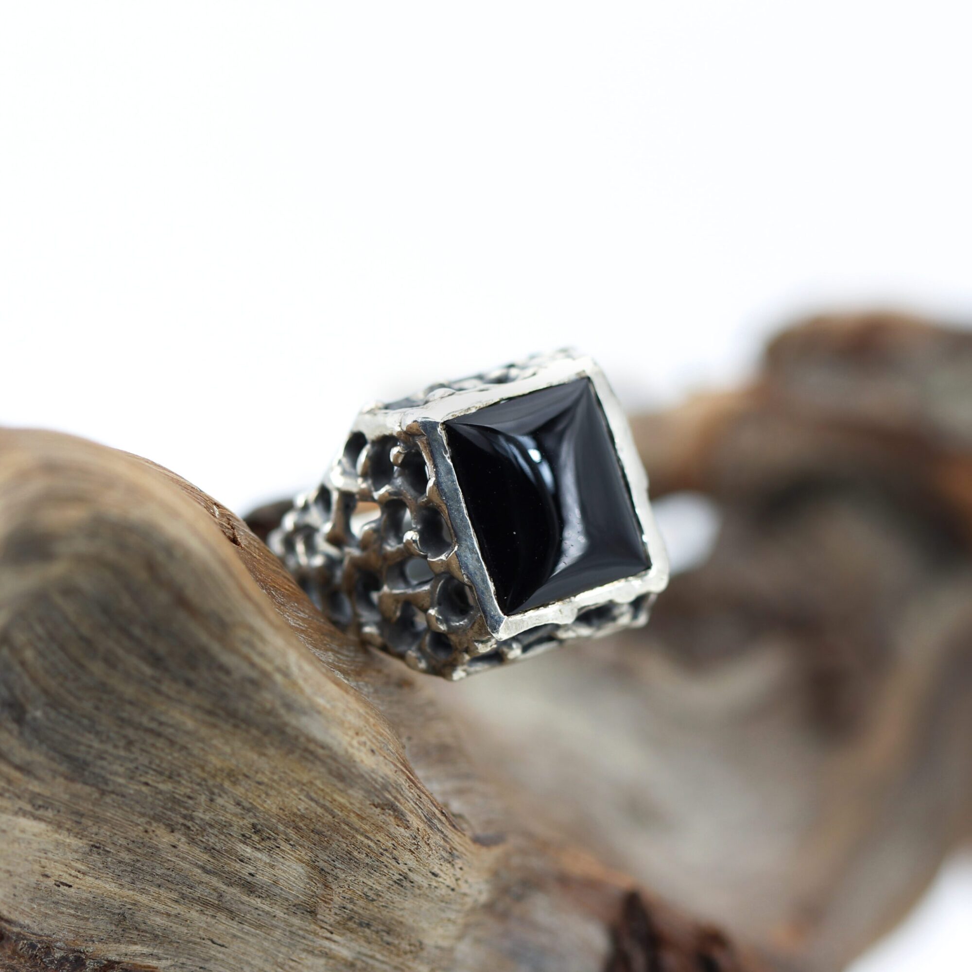 Anna Gioielli Marte anello argento onice nera 13x11,8 mm