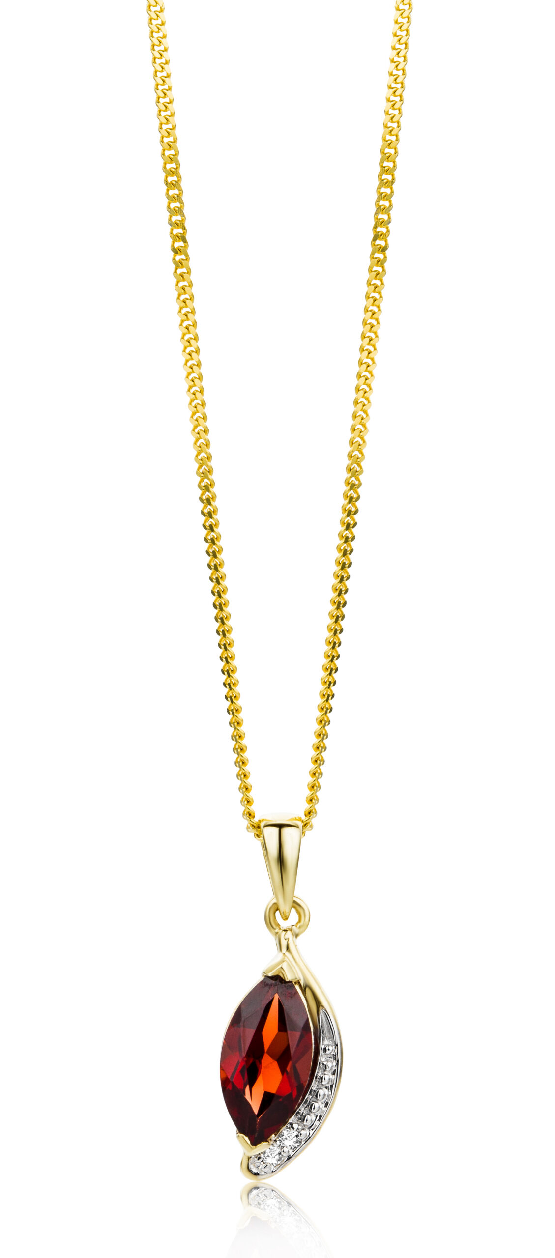 Miore Necklace collana oro giallo 375 granato rosso