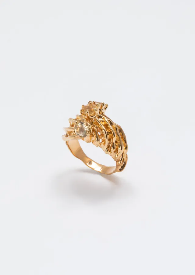 Voodoo Jewels Girl Ocean anello citrino argento oro taglia M