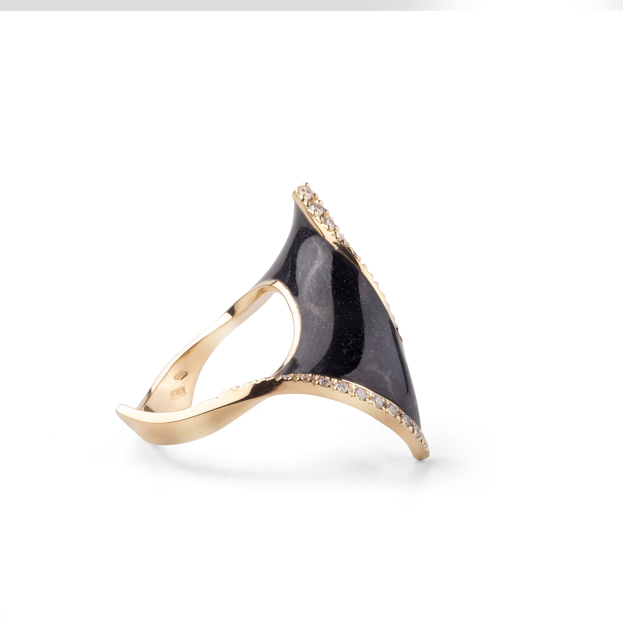 Noi Gioielli Onda anello oro giallo 18kt smalto nero