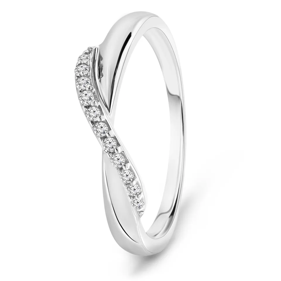 Miore Ring 9KT Anello Oro Bianco 375 Classico
