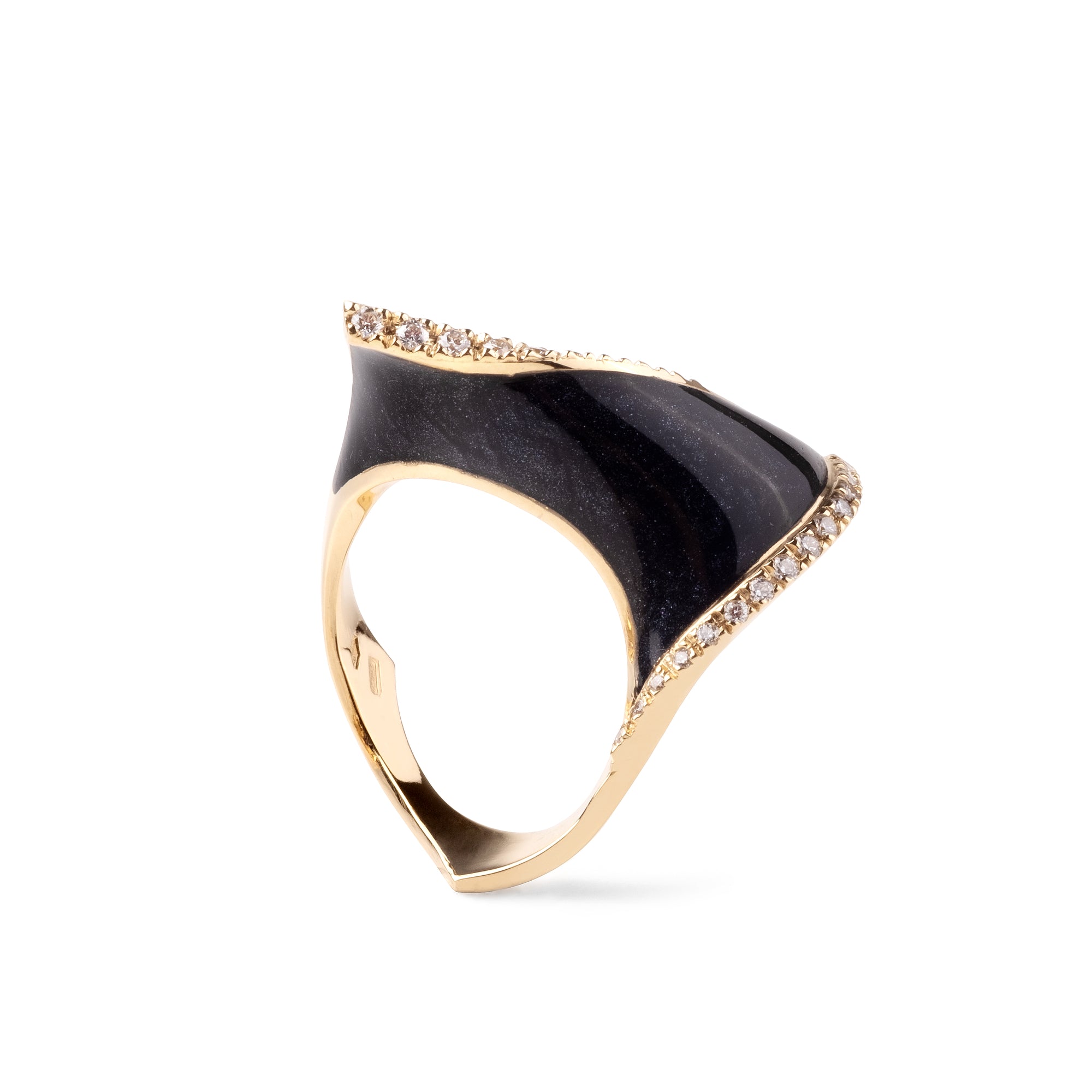 Noi Gioielli Onda anello oro giallo 18kt smalto nero