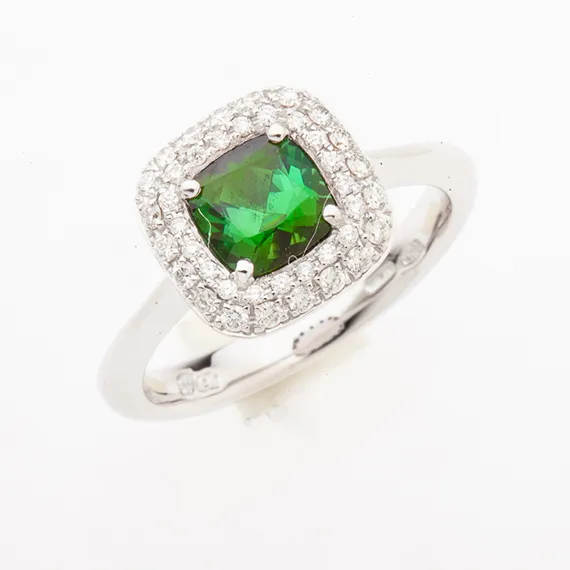 Polello Semipreziosi Anello Tormalina oro pietra verde