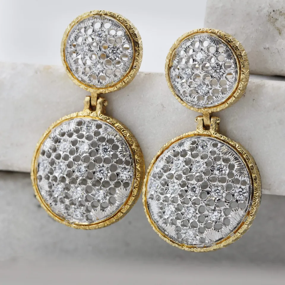 Anna Gioielli Stile Orafo Fiorentino Orecchini Oro Diamanti 1.08ct