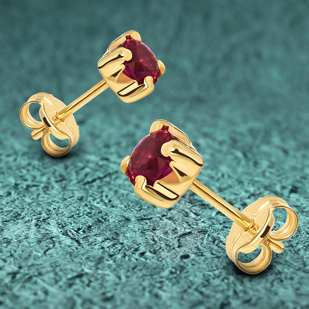 Miore Orecchini Oro Giallo 9Kt Rubino Creato