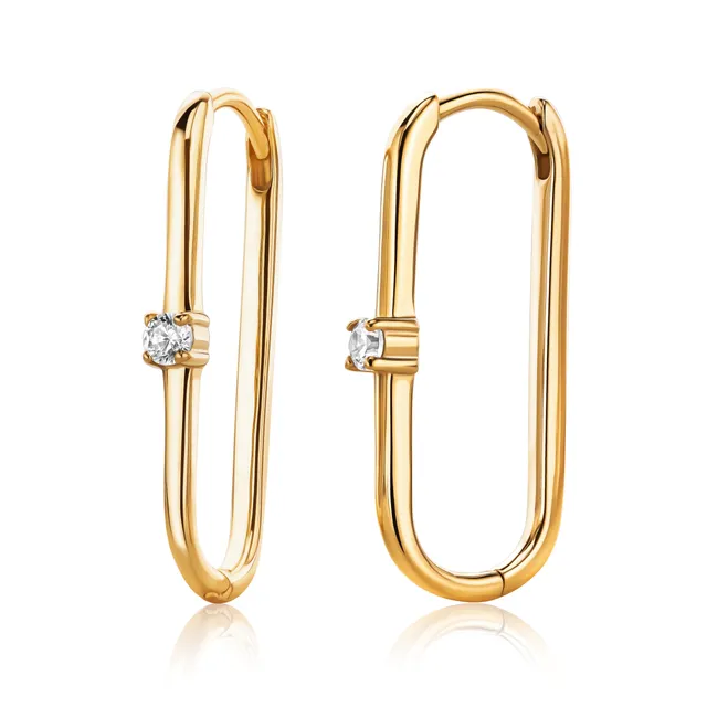 Miore Earrings Orecchini Argento Placcato Oro Zirconia