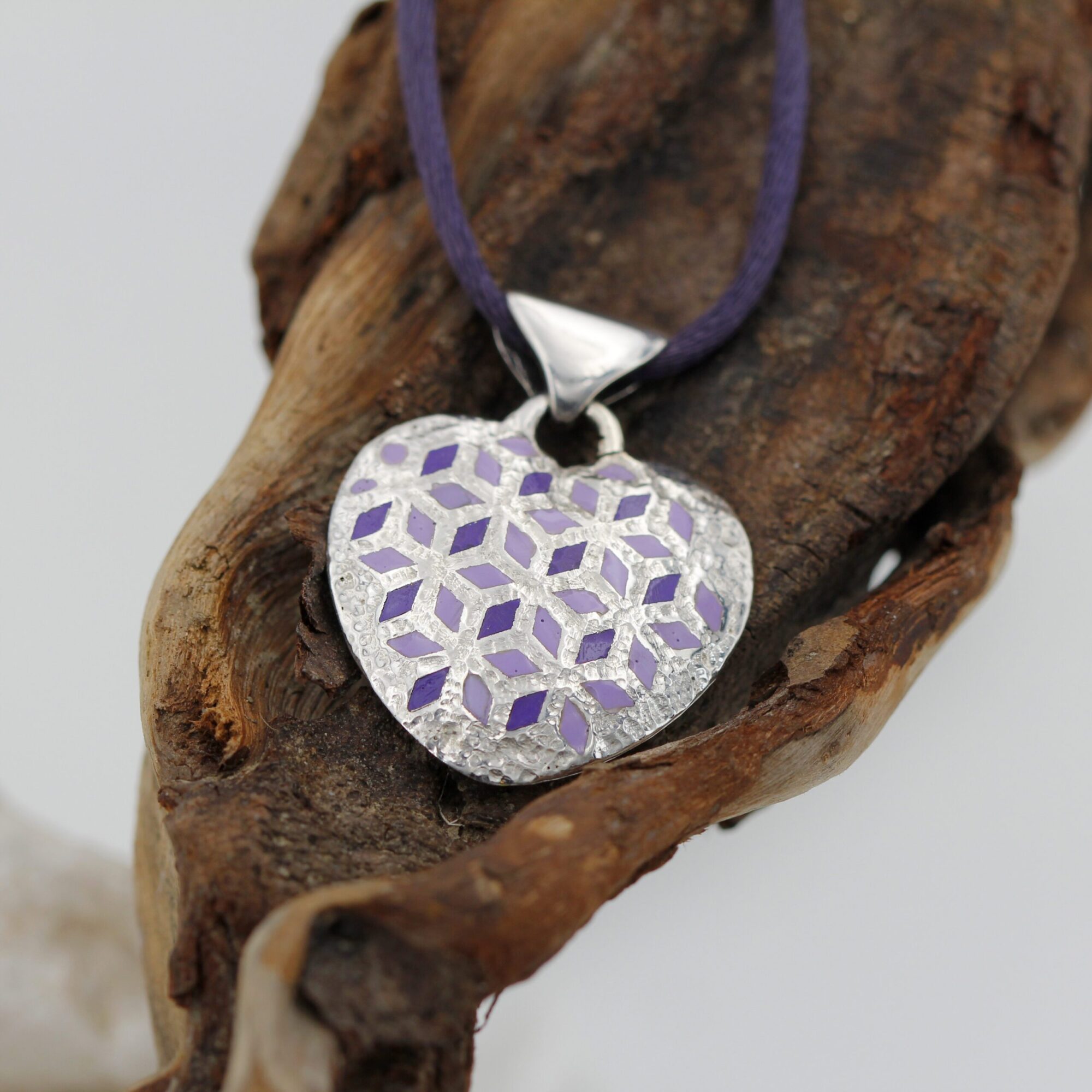 Anna Gioielli Pendenti Ciondolo Cuore Argento Smalto Viola