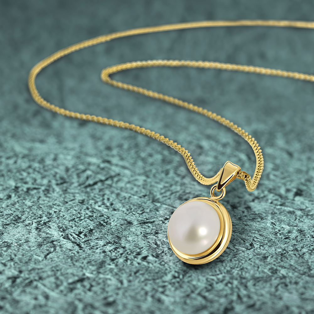 MIORE Collana Oro Giallo 9KT Perla d'Acqua Dolce