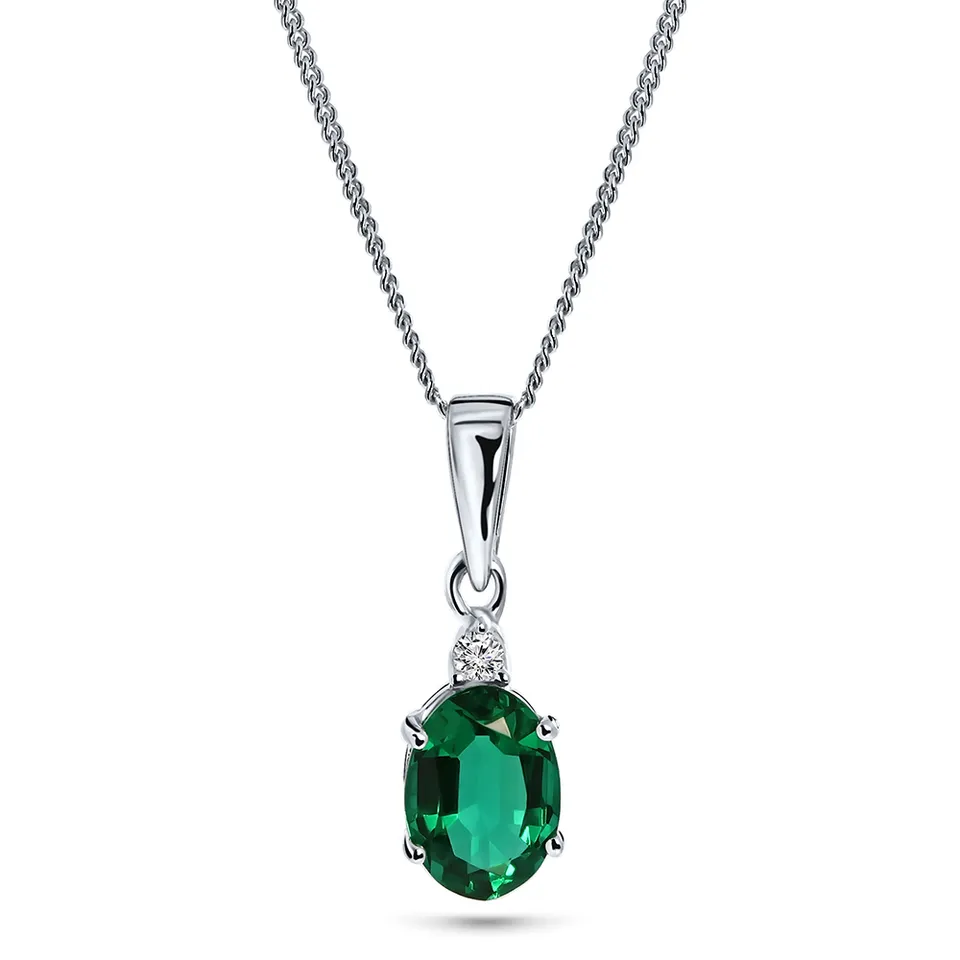 Miore Necklace Collana Oro Bianco 9Kt Smeraldo Creato
