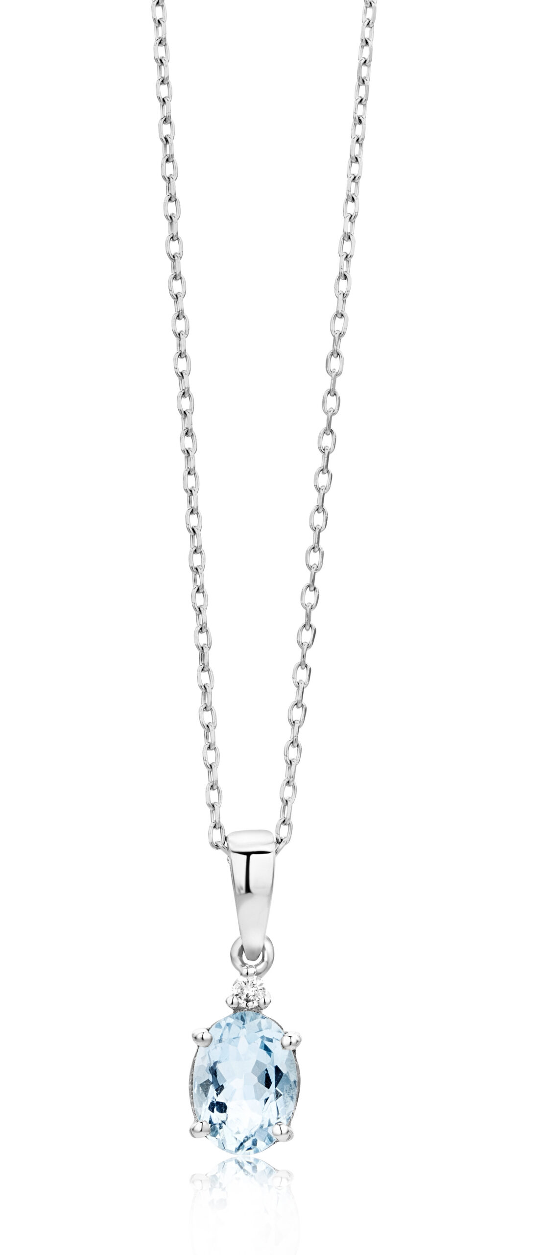 Miore Collana oro bianco 9 kt acquamarina