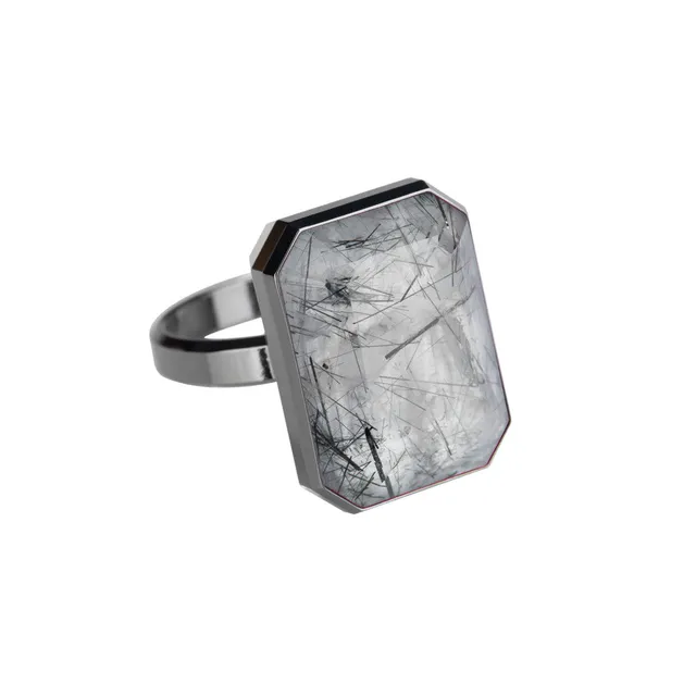 Ringly Luxe Dive Bar Anello Smart Quarzo Misura 6 Gunmetal