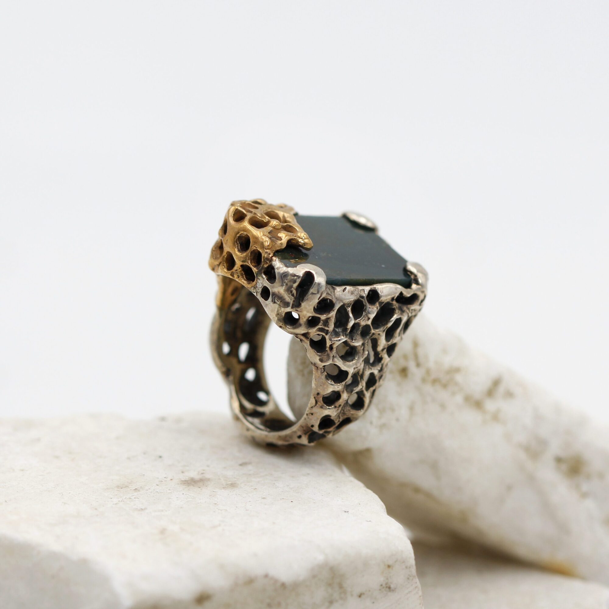 Anna Gioielli Marte anello argento diaspro verde 15x20 mm