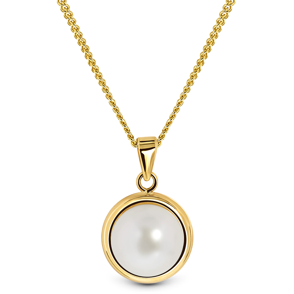 MIORE Collana Oro Giallo 9KT Perla d'Acqua Dolce
