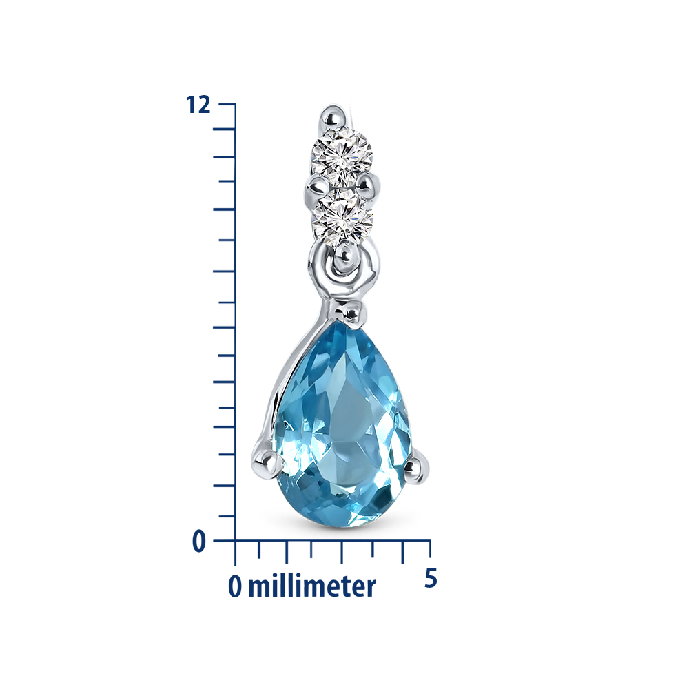 Miore Orecchini Oro Bianco 9Kt con Topazio Blu