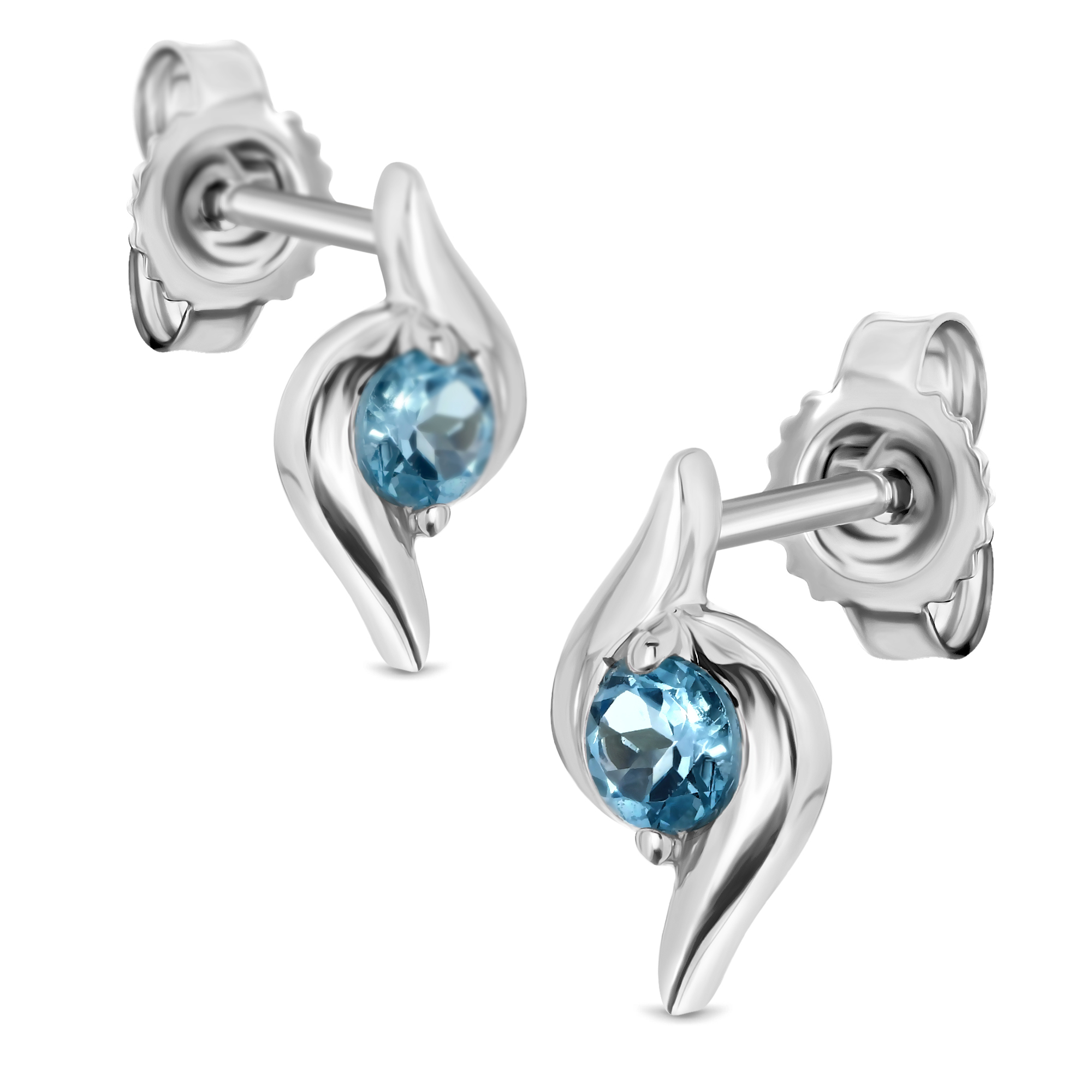Miore Orecchini Oro Bianco 9Kt Topazio Blu