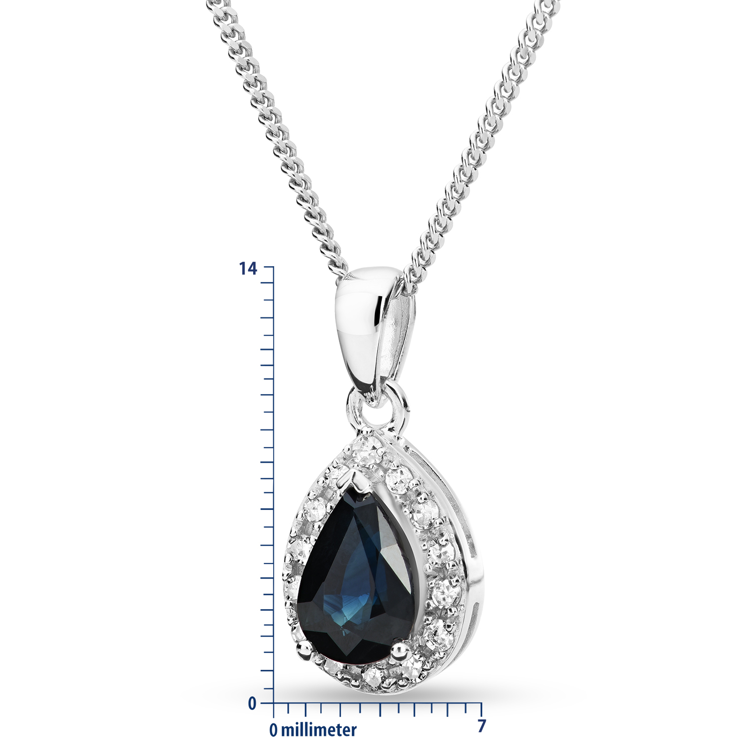 MIORE Collana Oro Bianco 9 Kt Zaffiro Naturale