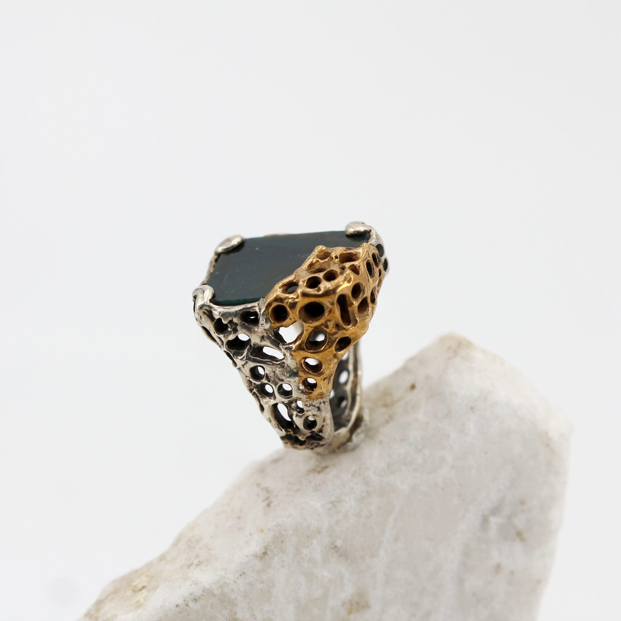Anna Gioielli Marte anello argento diaspro verde 15x20 mm
