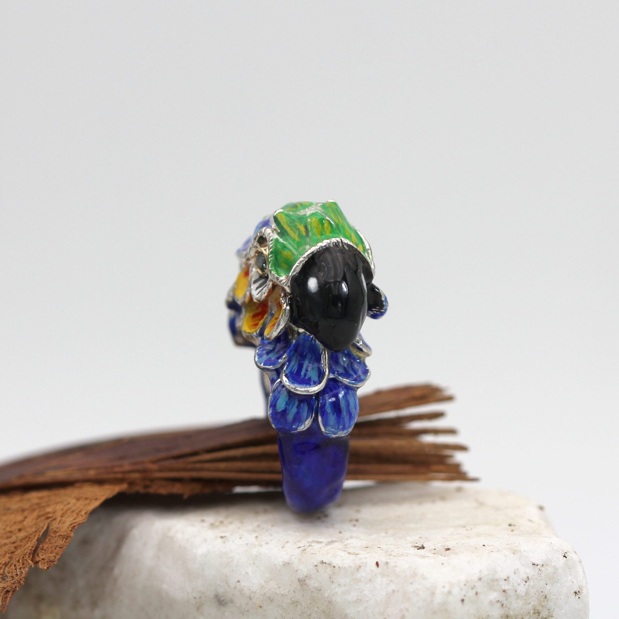 Anna Gioielli Jolly Jewels Anello pappagallo argento oro diamanti blu
