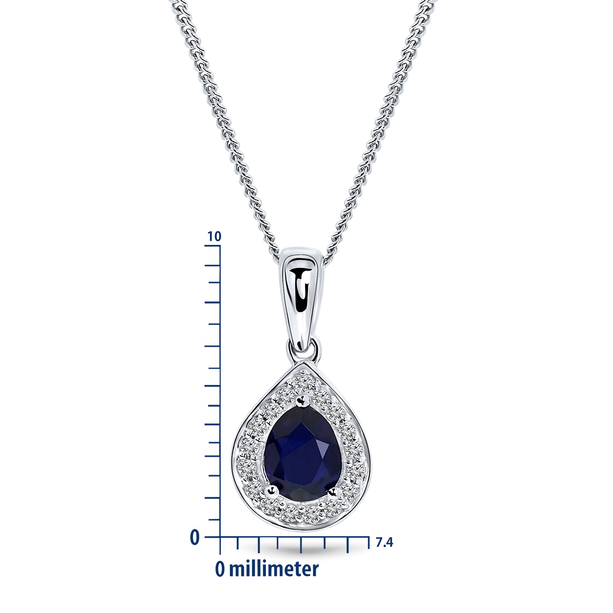Miore Necklace Collana Oro Bianco 9Kt Zaffiro