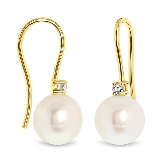 Miore Orecchini Oro Giallo 14Kt 585 Perla Acqua Dolce