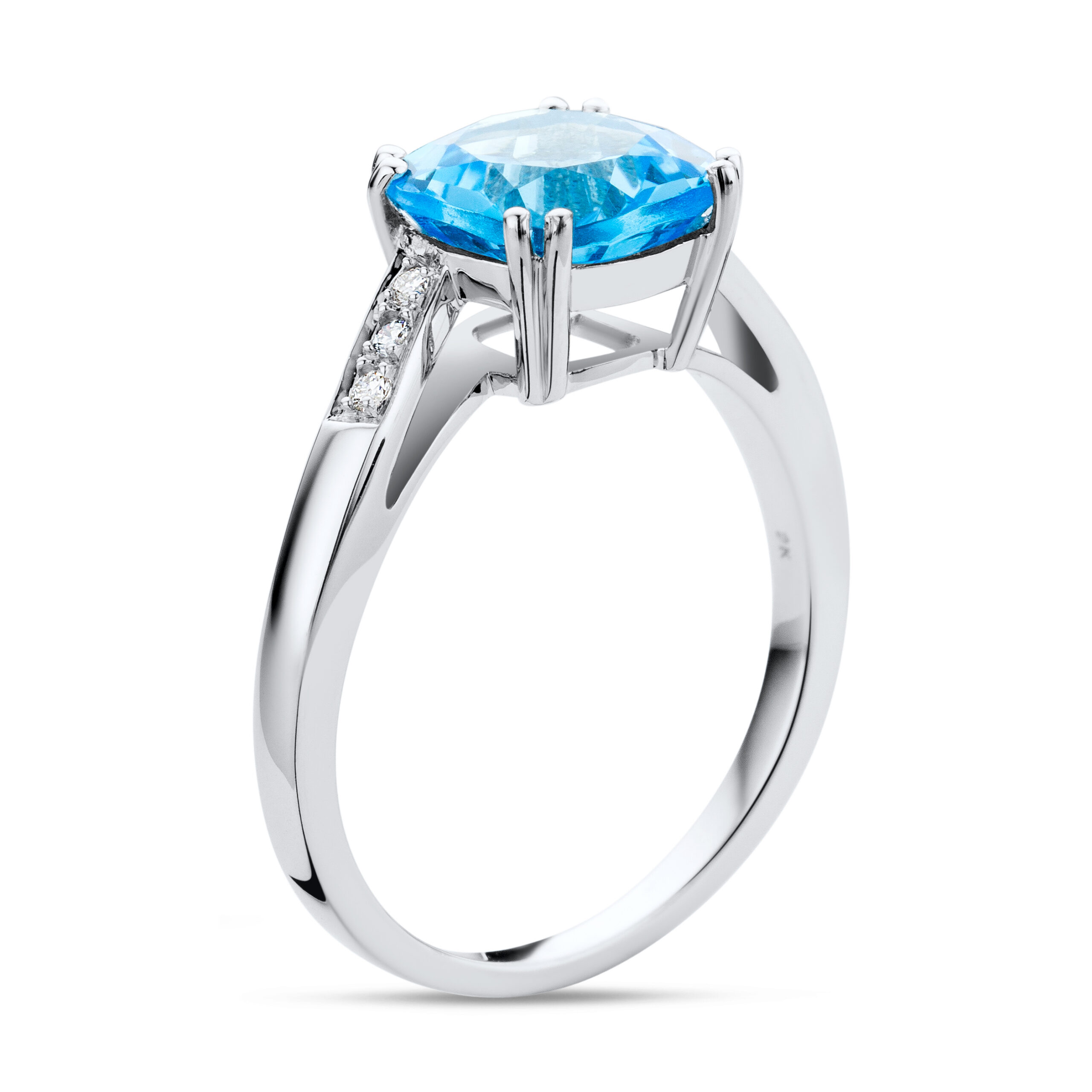 Miore Ring Anello Oro Bianco 9KT Topazio Blu