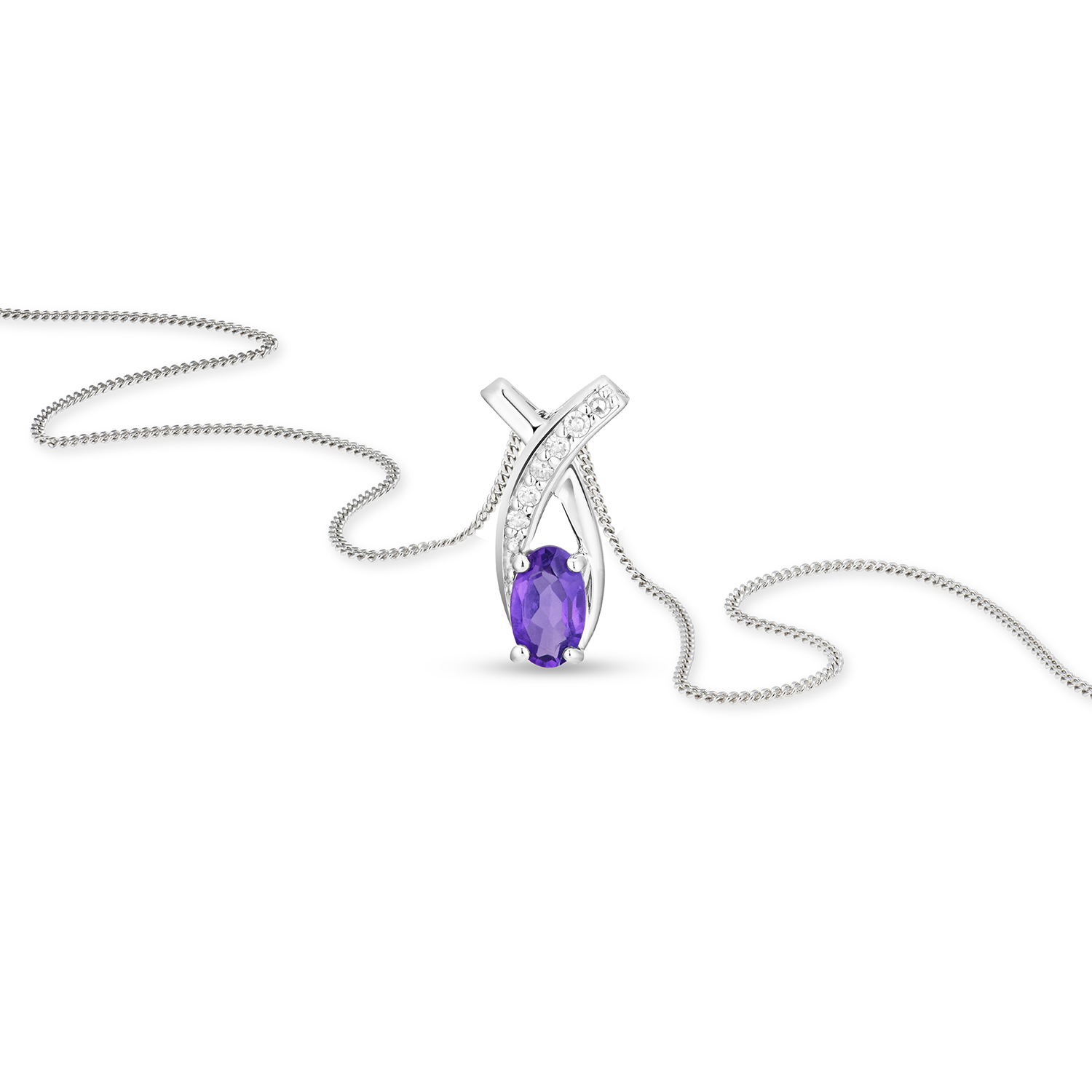 Miore Collana Oro Bianco 9KT Ametista