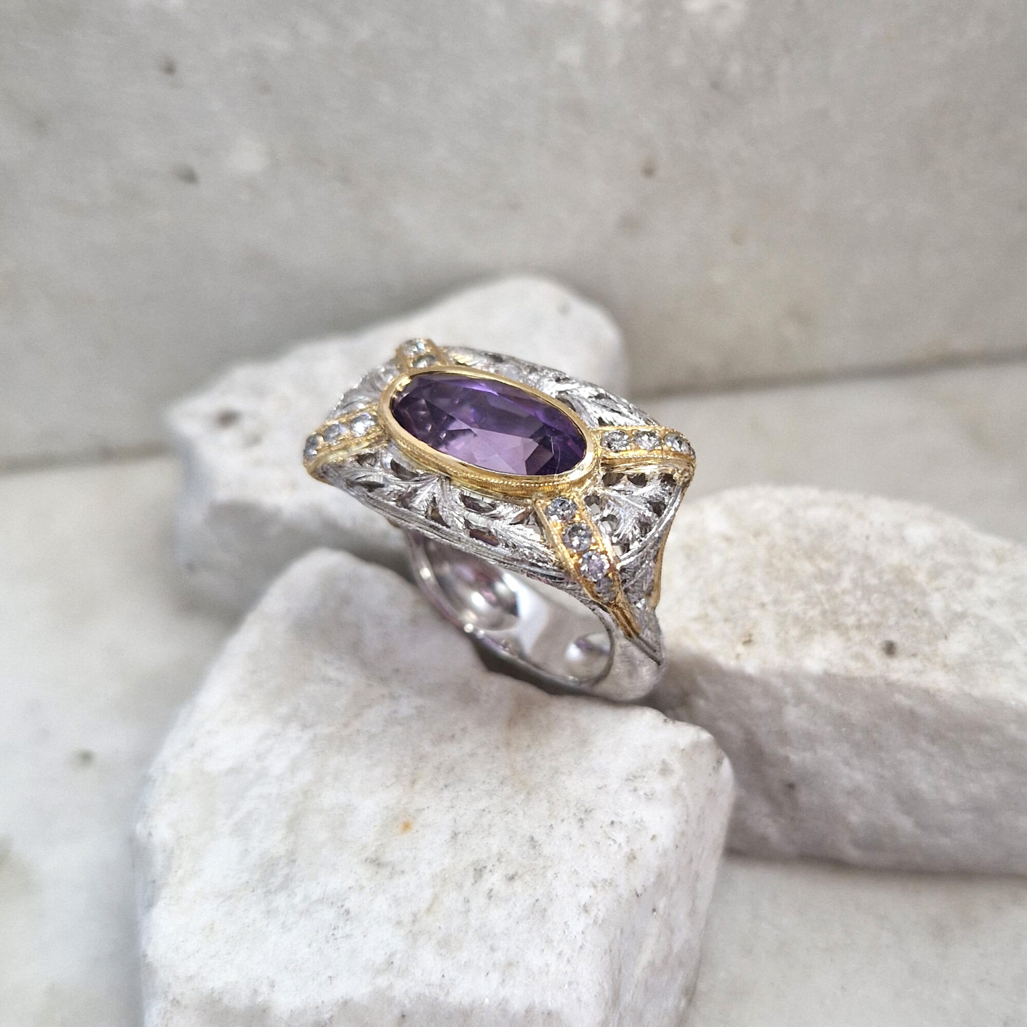 Anna Gioielli Jolly Jewels anello oro ametista diamanti grigi