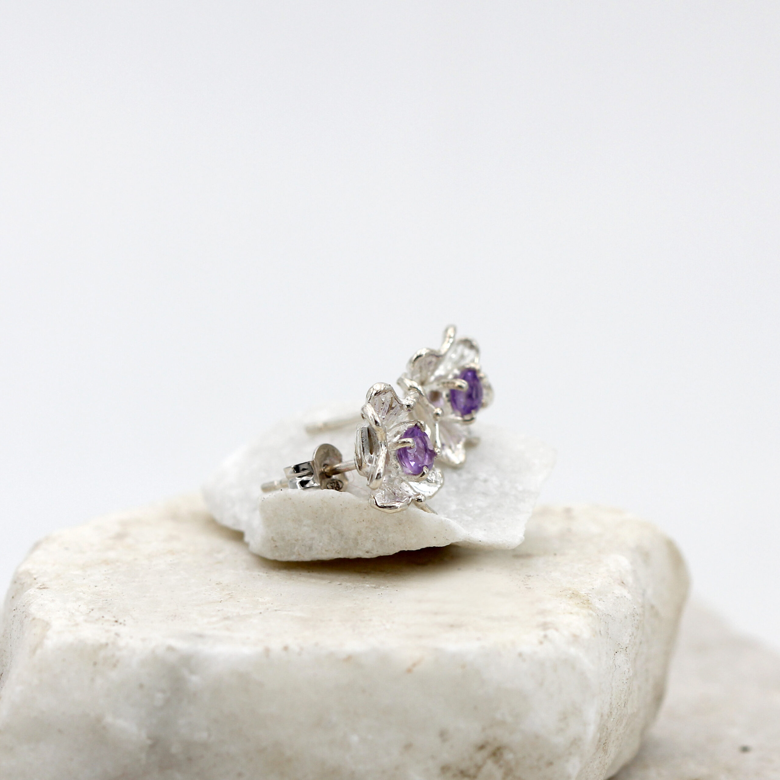 Anna Gioielli Orecchini fiore argento ametiste 10 mm perno