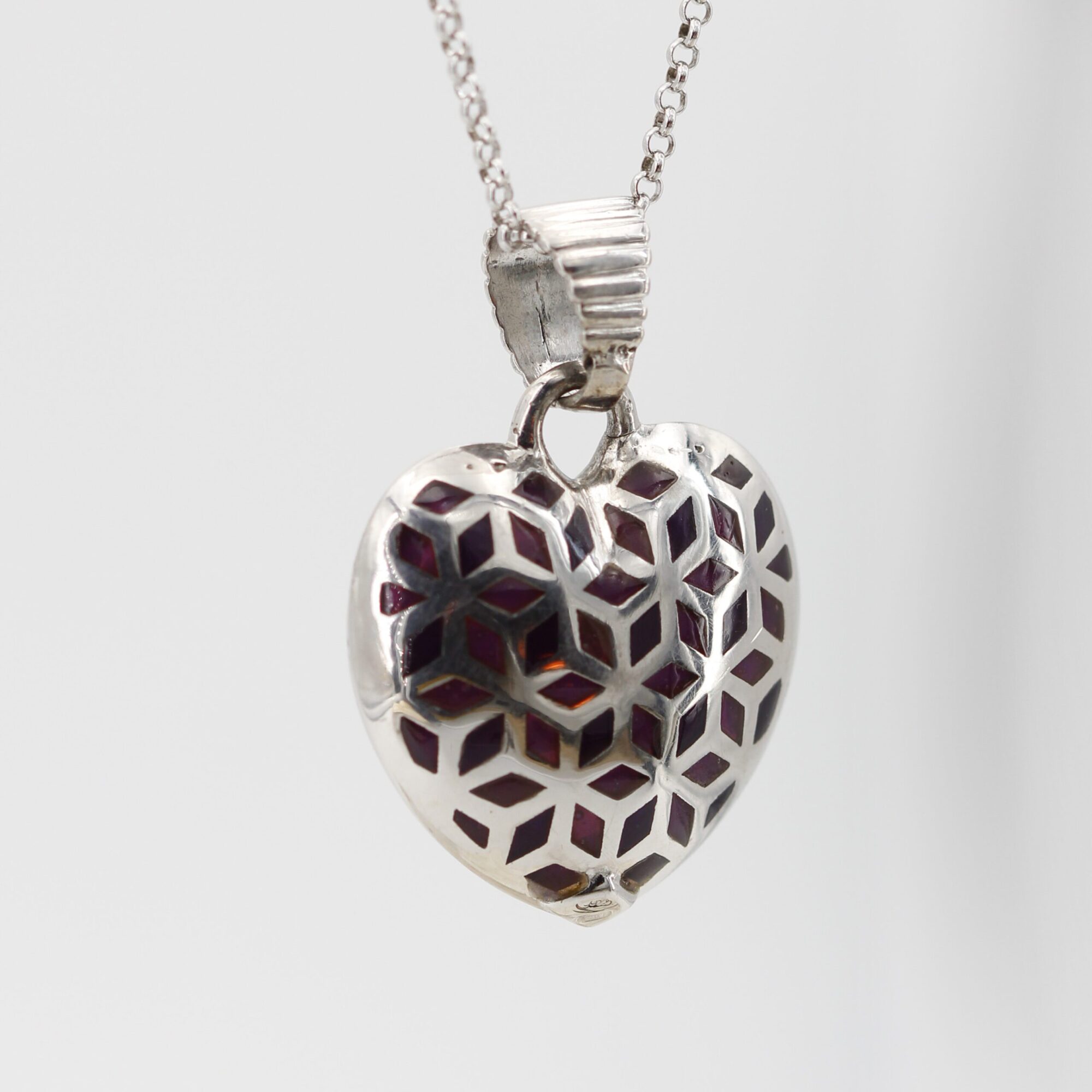 Anna Gioielli Pendenti Ciondolo Cuore Argento Smalto Bordeaux