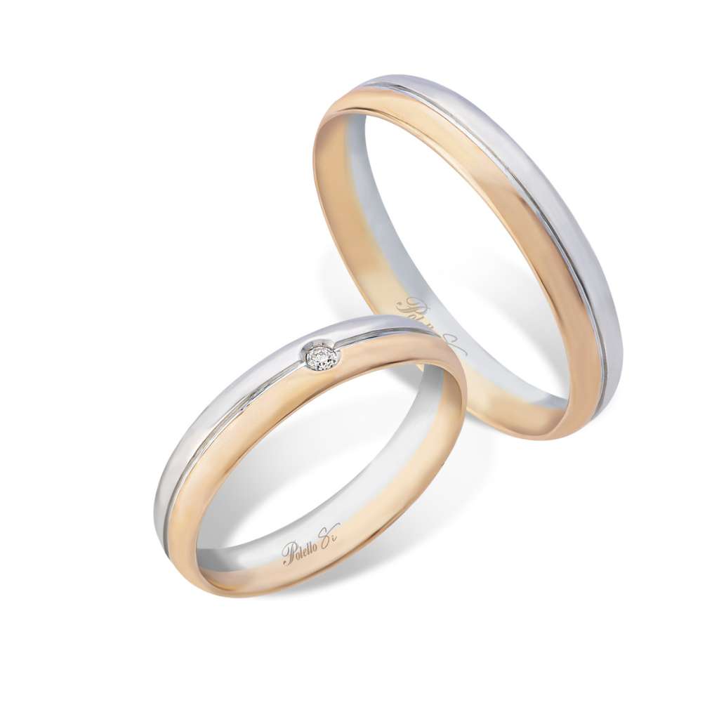 Polello Sì Lo Voglio fedi oro bianco e rosa