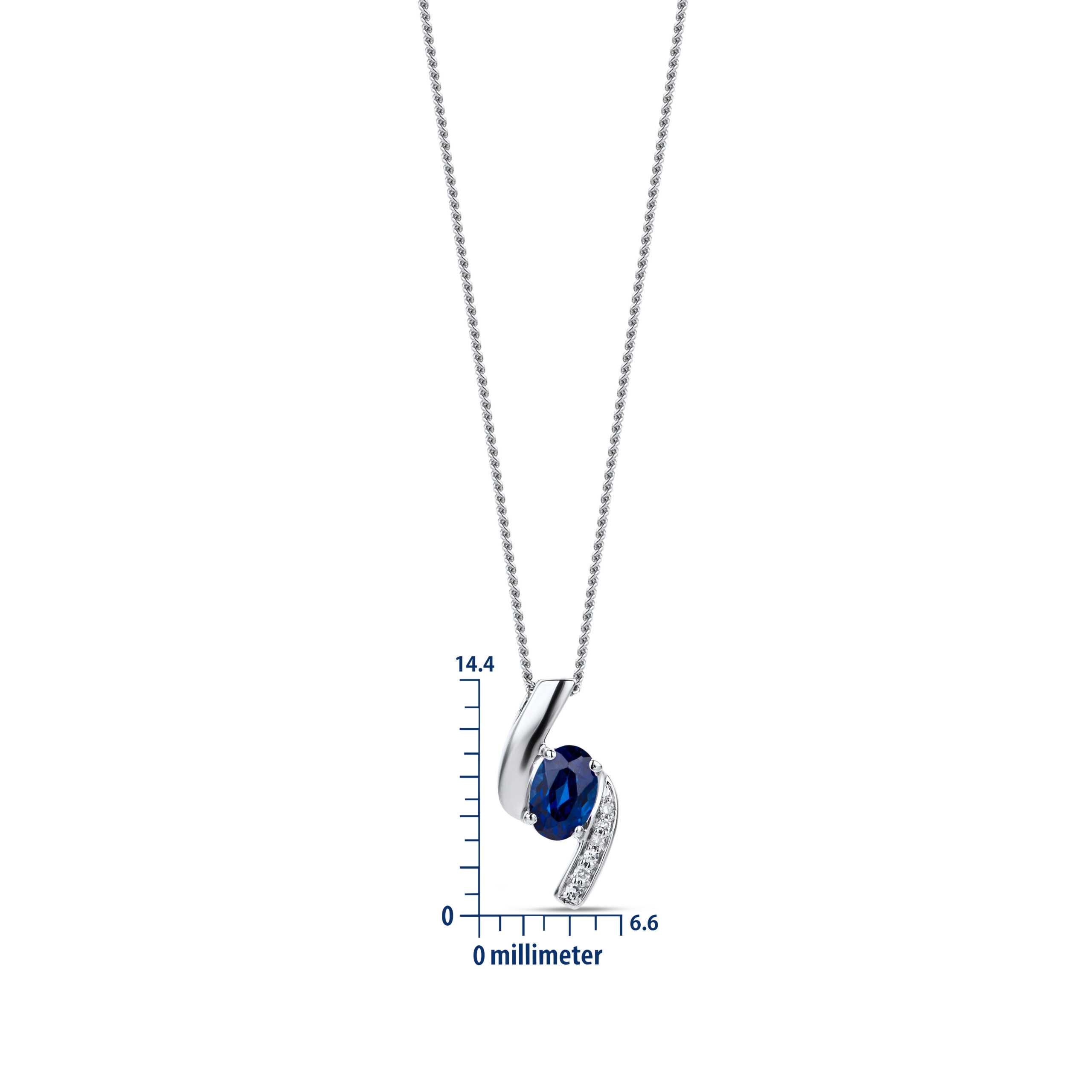 Miore collana oro bianco 9 kt zaffiro creato