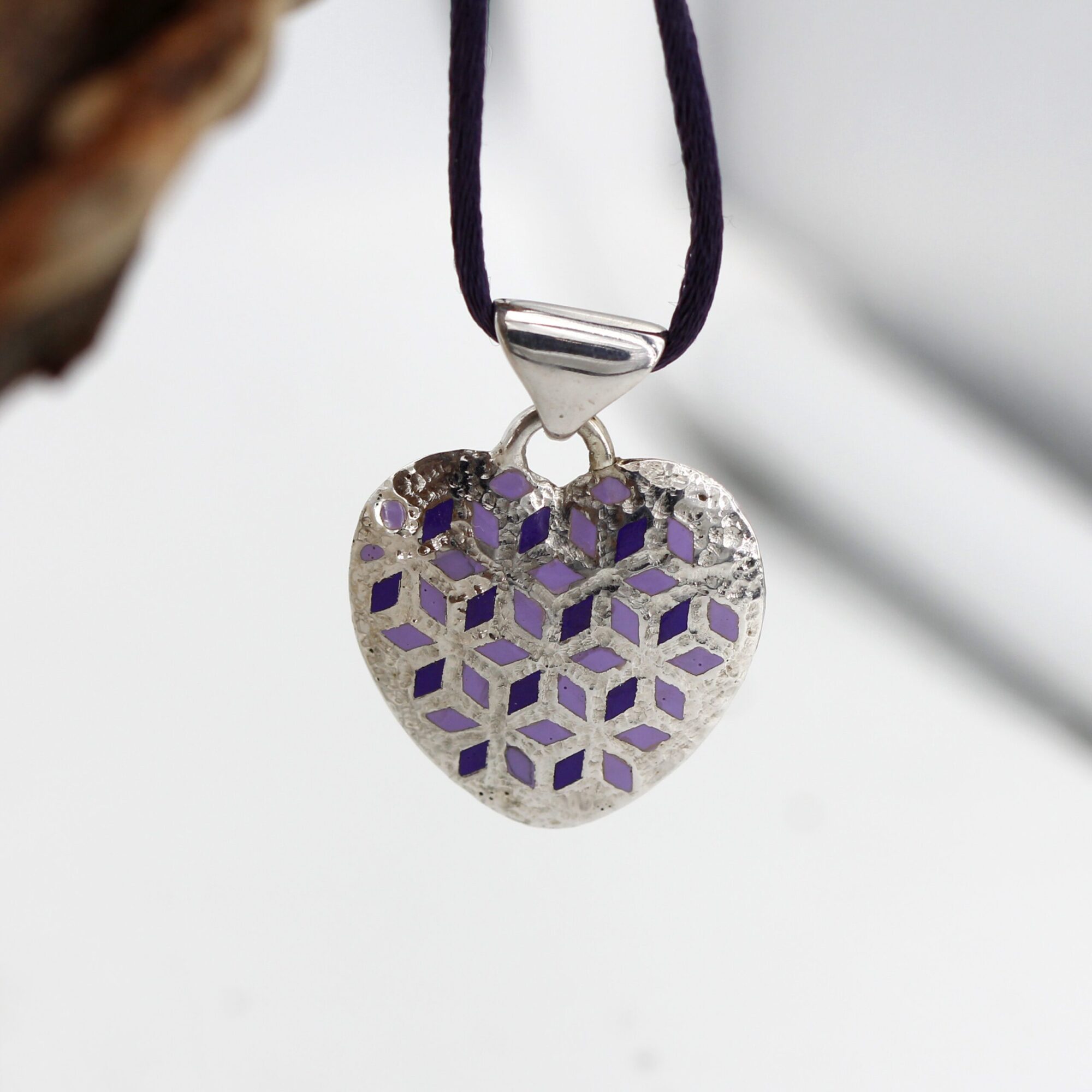 Anna Gioielli Pendenti Ciondolo Cuore Argento Smalto Viola