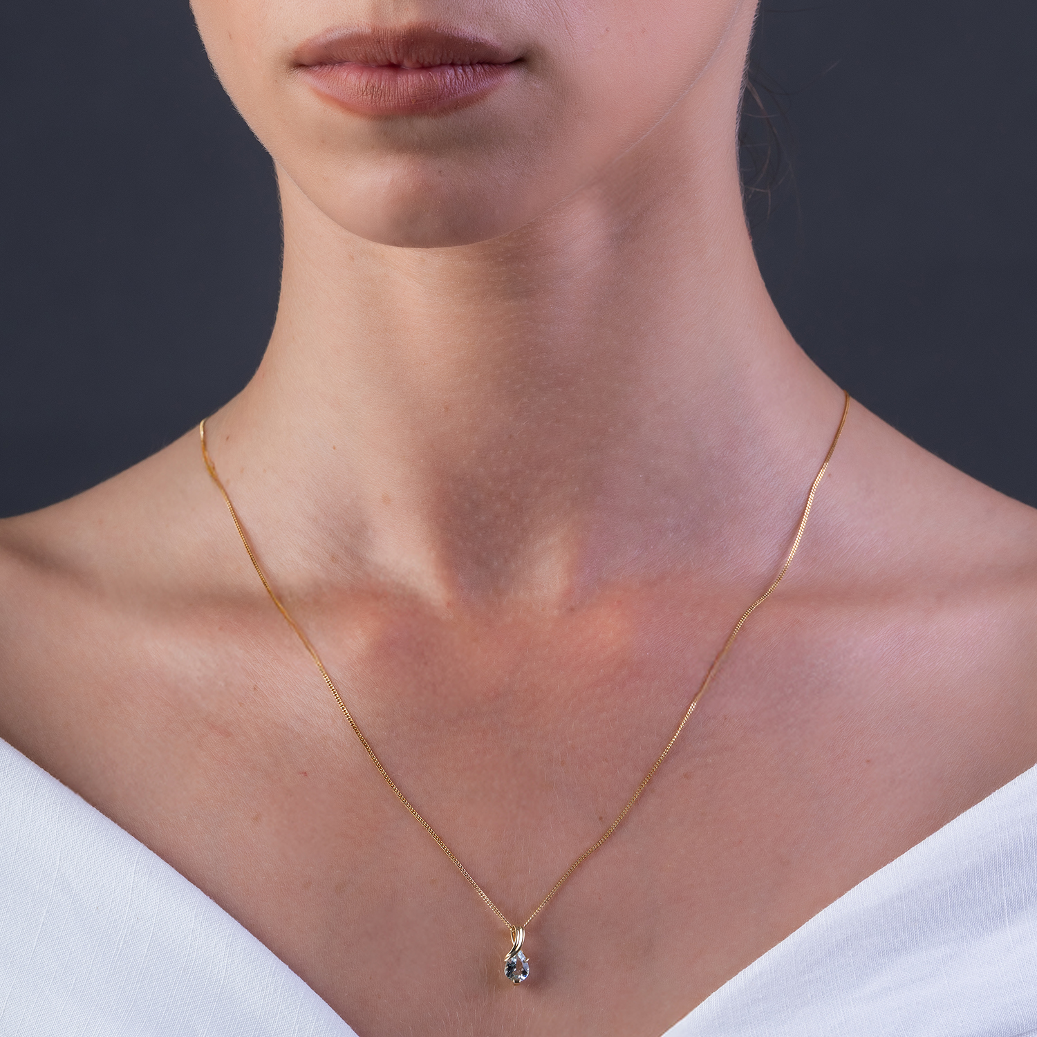 Miore Collana Oro Giallo 9Kt Acquamarina